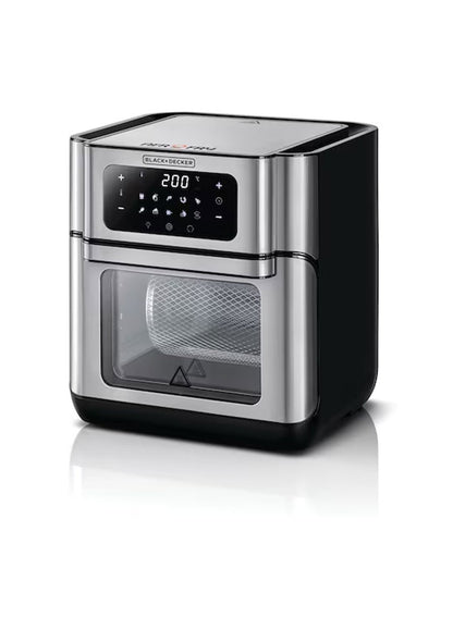 Black & Decker 1500W 12L Stainless Steel Air Fryer Oven With Digital Temperature Control & 10 Preset Modes e