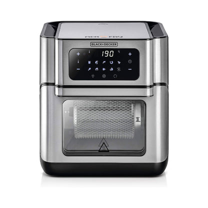 Black & Decker 1500W 12L Stainless Steel Air Fryer Oven With Digital Temperature Control & 10 Preset Modes e