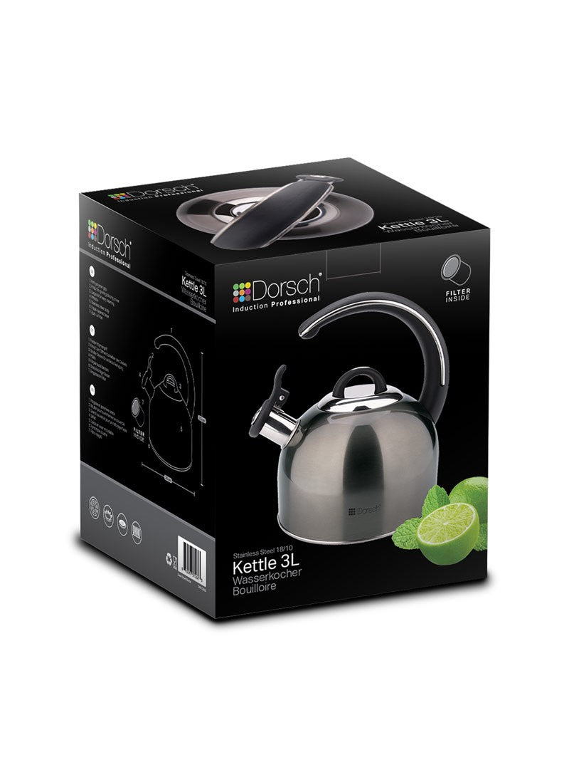 Dorsch 3L Stainless Steel Whistling Kettle With Luxurious Handle  - Dark Grey