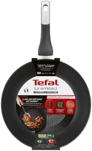 Tefal, G6 Unlimited 28 cm Non Stick Wokpan, Black, Aluminium,