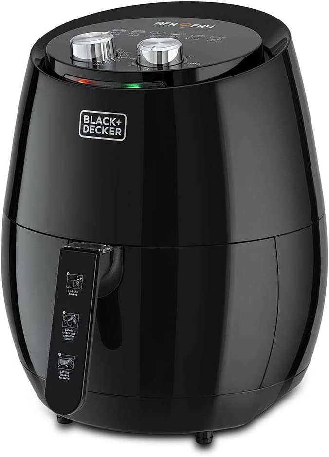 Black & Decker 4.5L Rapid Air Convection Manual Aerofry Airfryer, Black