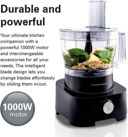 Hamilton Beach Food Processor 1000W, 3.5L Bowl & 11 Attachments