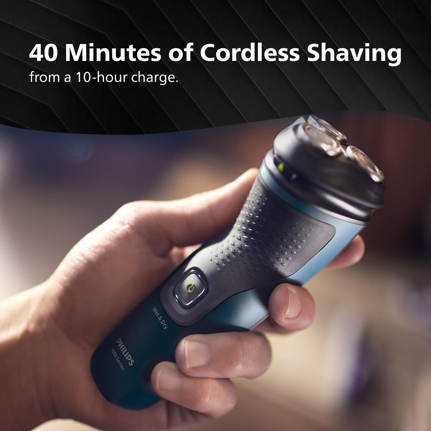 Philips Electric Shaver for Men, Wet and Dry Shave, 3D Floating Heads, 27 Self Sharpening Blades, Cordless, Waterproof