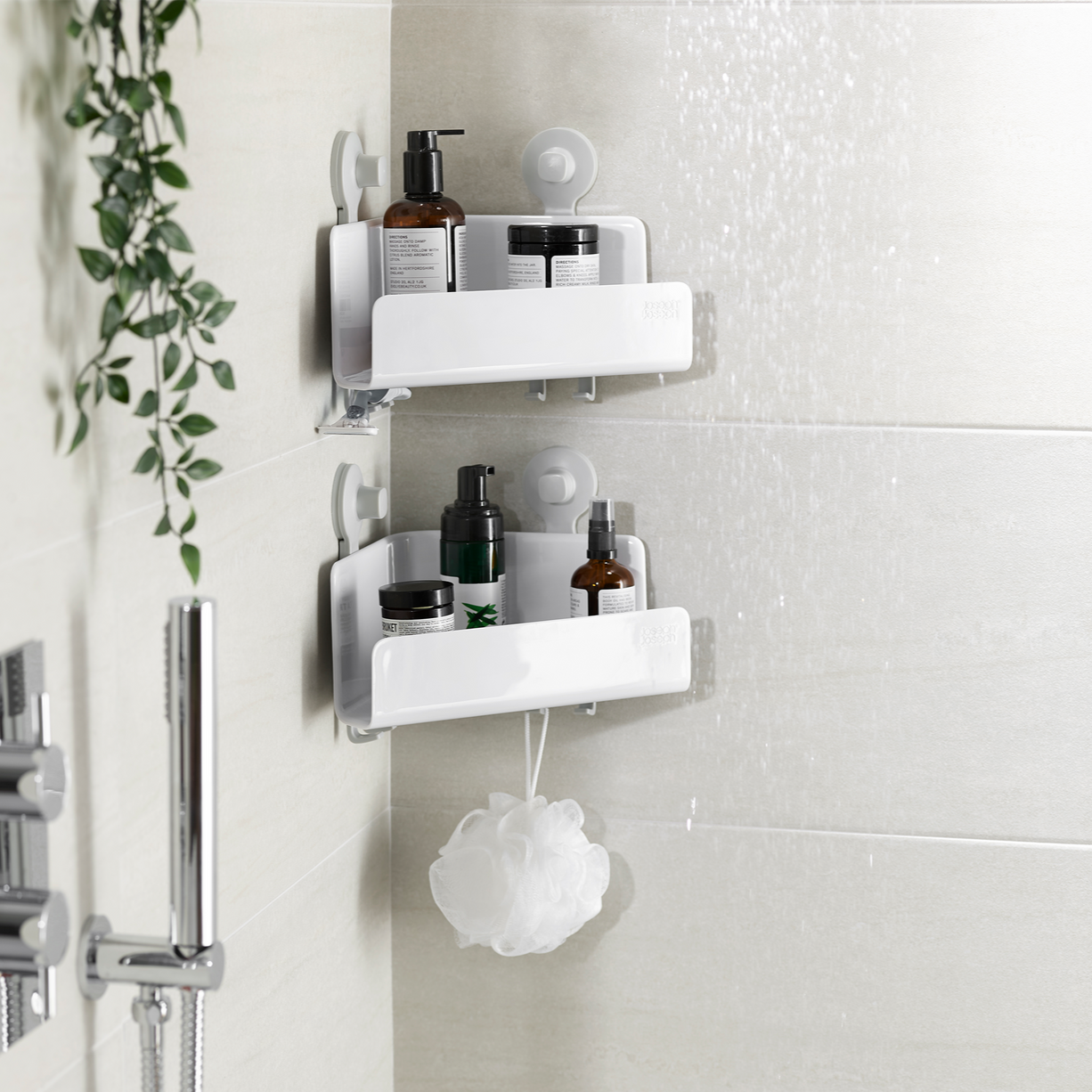 Joseph Joseph EasyStore™ 2-piece White Corner Shower Shelf Set