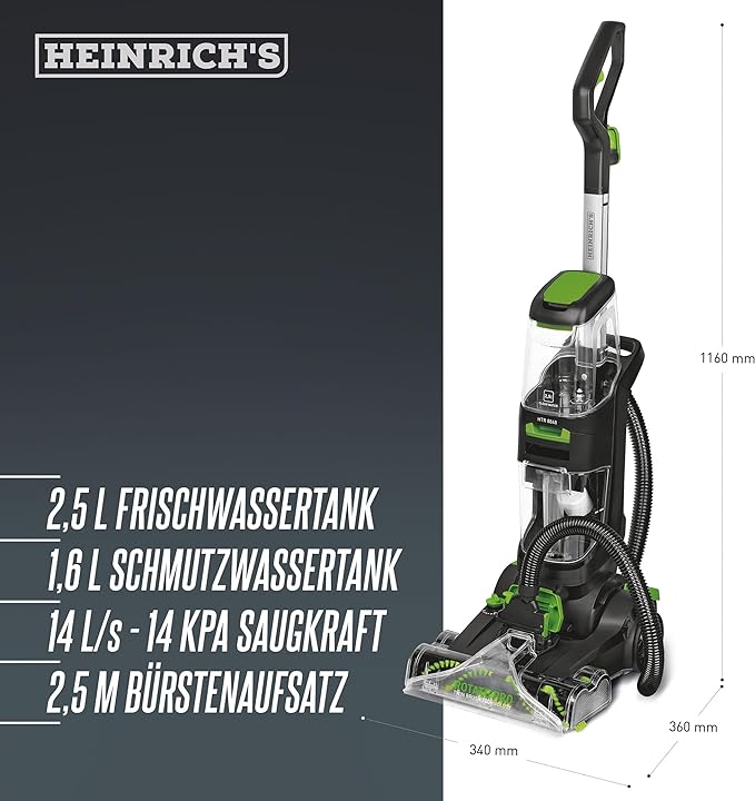 Heinrich’s Carpet Cleaner, 2-in-1 Carpet and Upholstery Cleaner 800W