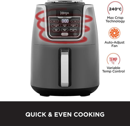 Ninja Air Fryer Max Xl , Max Crisp, Air Roast, Bake, Reheat, Dehydrate, 5.2 Liters, 1750 Watts, Grey and Black