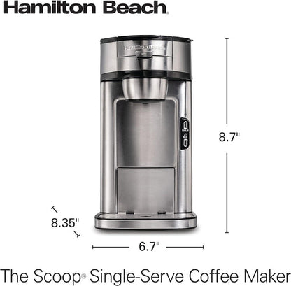 Hamilton Beach The Scoop Single-Serve Coffee Maker, Stainless Steel