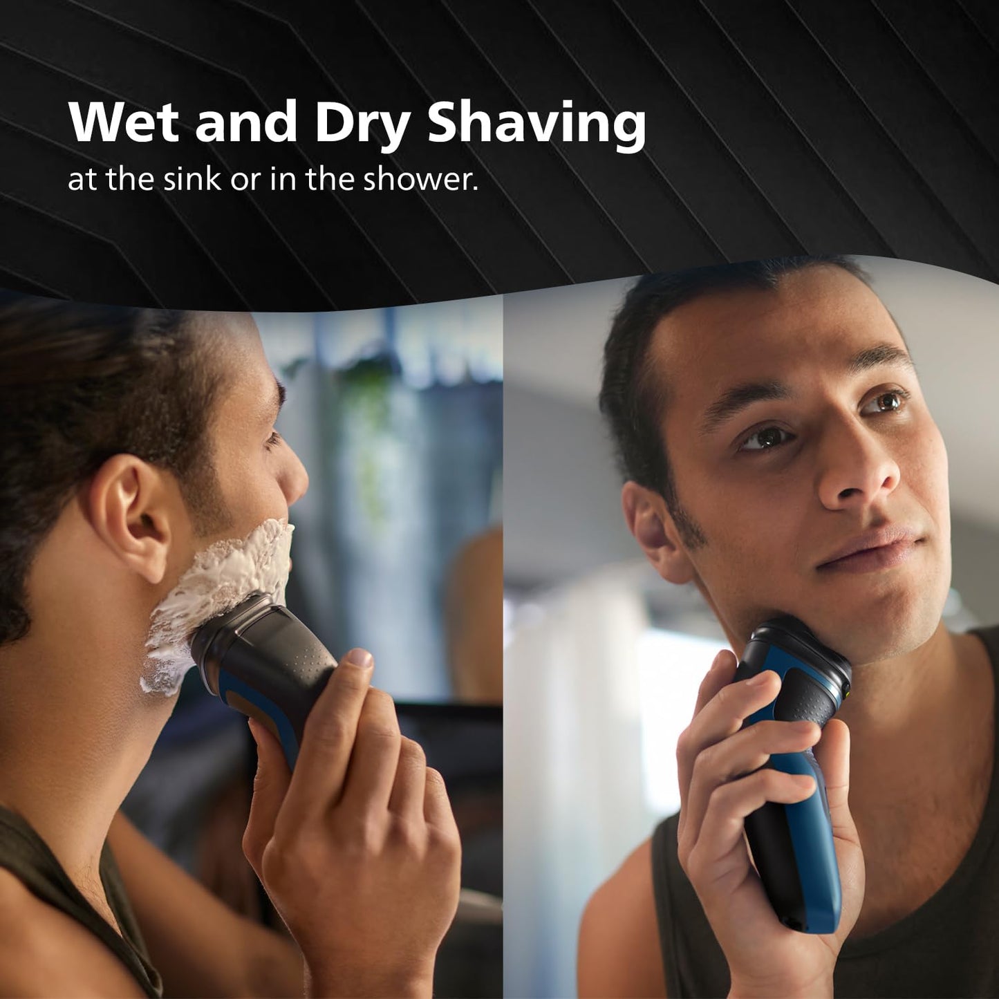 Philips Electric Shaver for Men, Wet and Dry Shave, 3D Floating Heads, 27 Self Sharpening Blades, Cordless, Waterproof