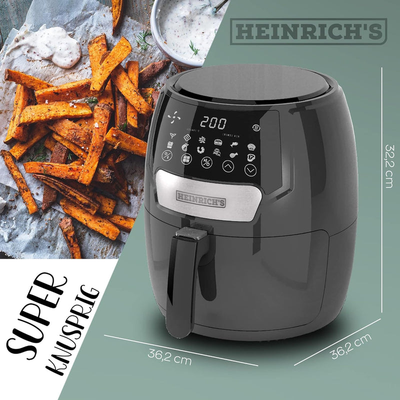 Heinrich’s Hot Air Fryer Airfryer with Digital LED Display 3.7 L, Touch