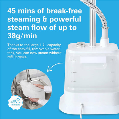 Hamilton Beach 1700W Garment Steamer with Fabric Brush