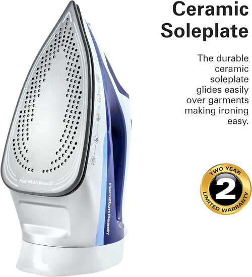 Hamilton Beach Steam Iron 2500W, Ceramic Soleplate