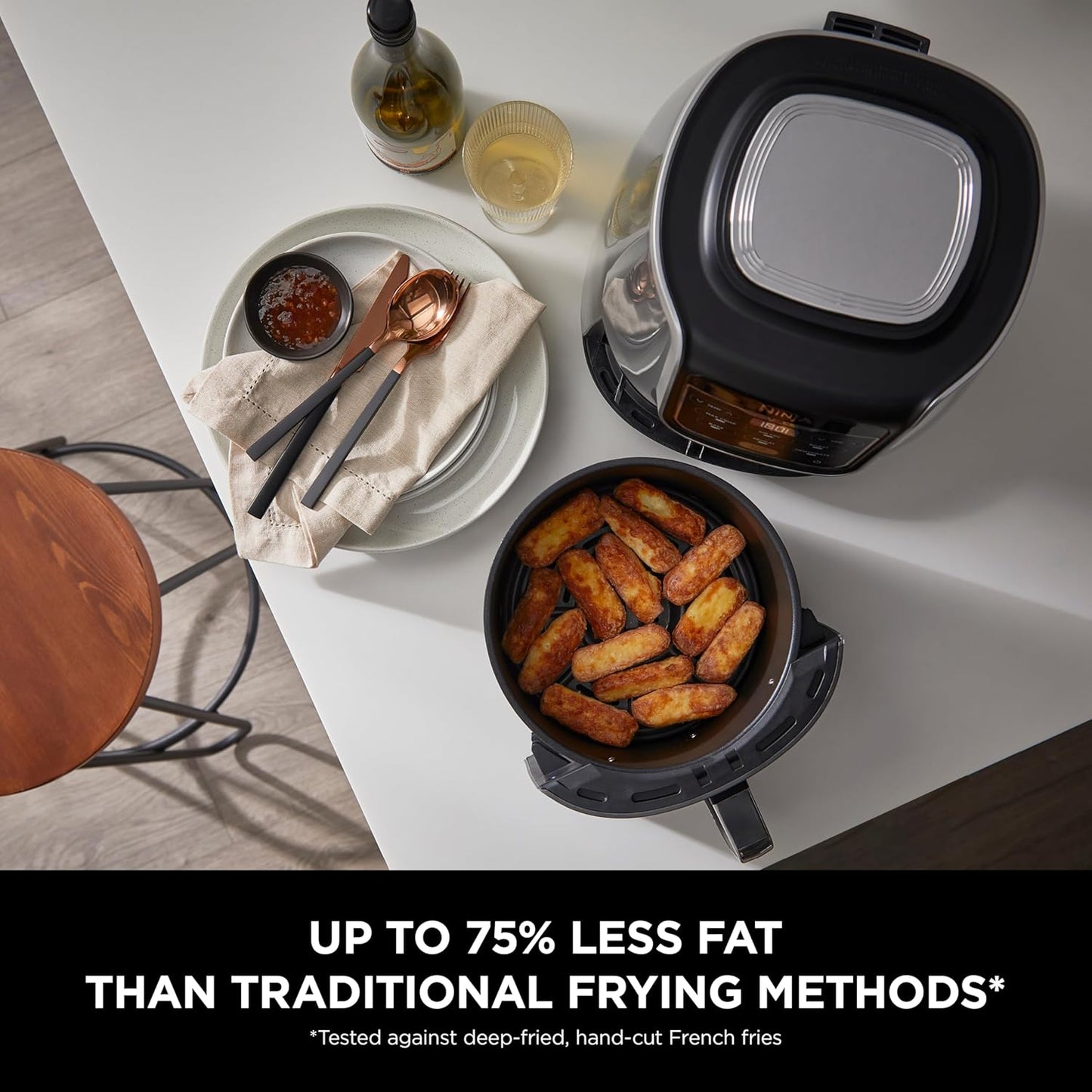 Ninja Air Fryer Max Xl , Max Crisp, Air Roast, Bake, Reheat, Dehydrate, 5.2 Liters, 1750 Watts, Grey and Black