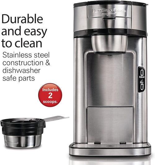 Hamilton Beach The Scoop Single-Serve Coffee Maker, Stainless Steel