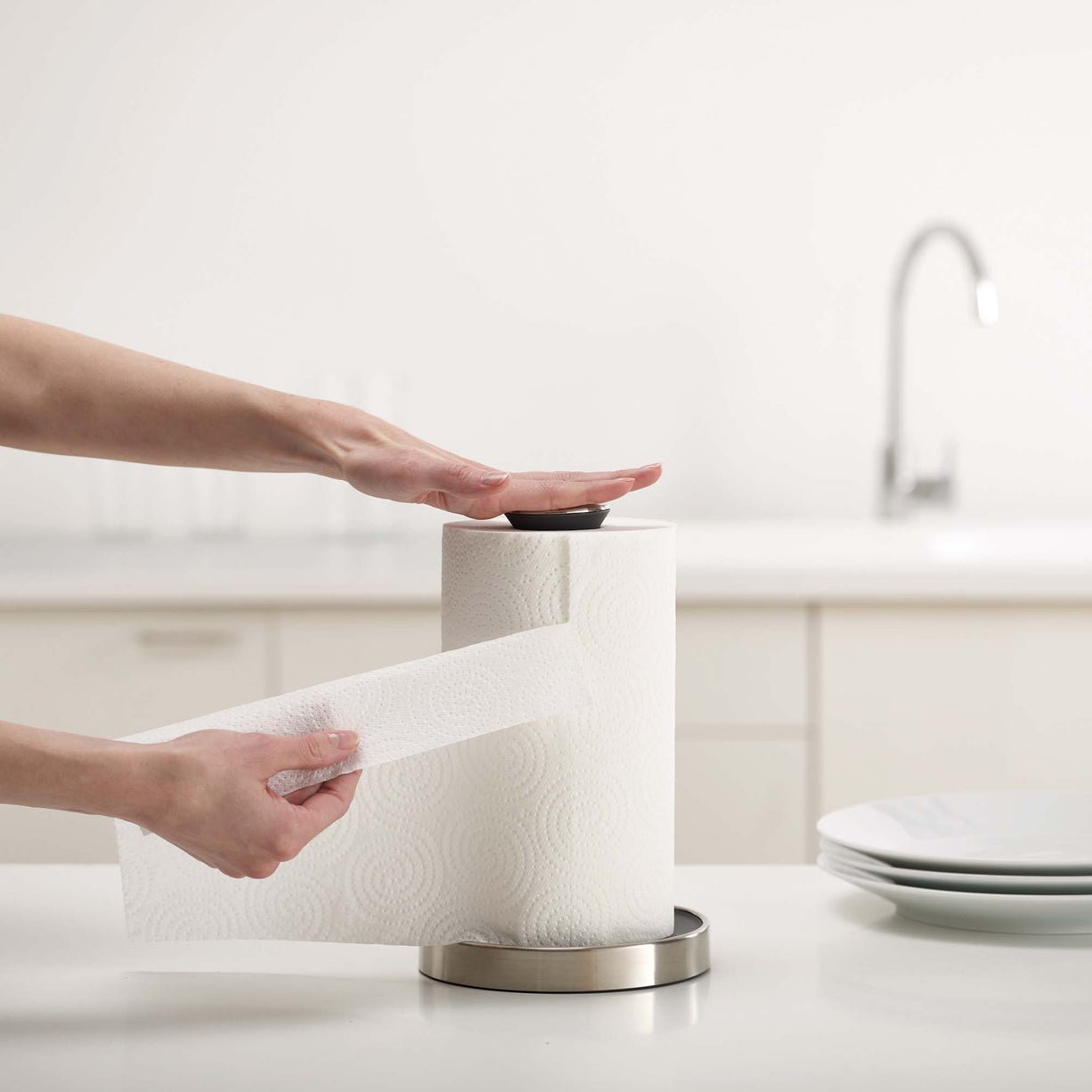 Joseph Joseph Push&Tear™ Grey Kitchen Roll Holder