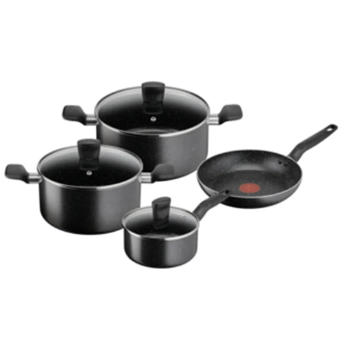 Tefal, Dark Stone 7 pc set stewpots 22/24 cm+lids, saucepan 16 cm, frypan 24 cm