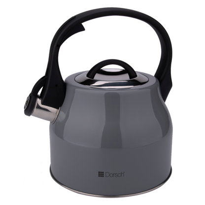 Dorsch 2.5L Stainless Steel Whistling Kettle With Ergonomic Handle- Grey