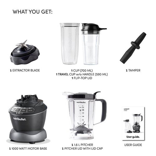 Nutribullet Full-sized Blender Combo, 1000W, 9 Pieces Set, Dark Grey