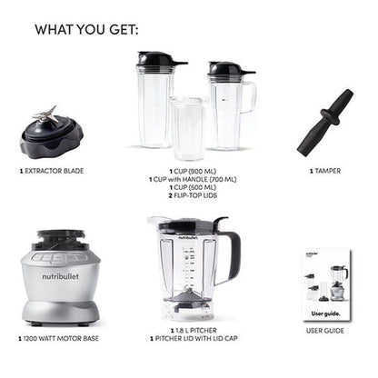 Nutribullet Full-sized Blender Combo, 1200W, 10 Pieces Set, Silver