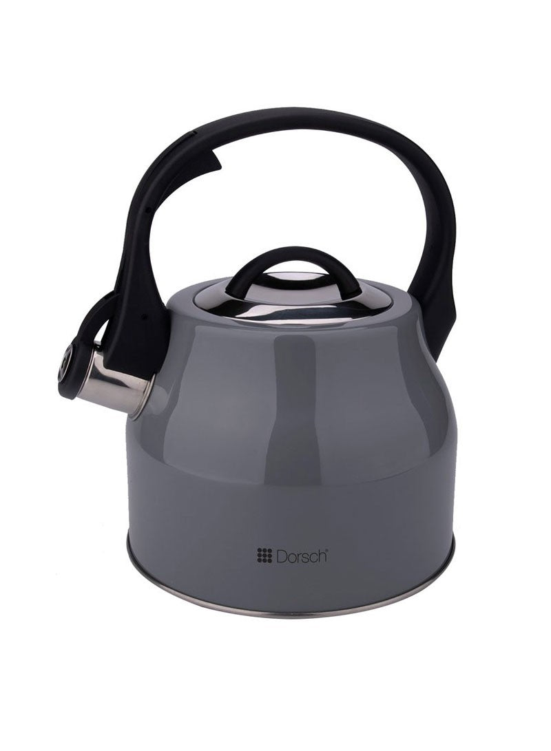 Dorsch 2.5L Stainless Steel Whistling Kettle With Ergonomic Handle- Grey