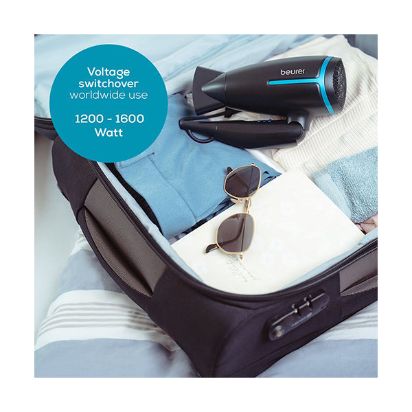 Beurer Travel Hair Dryer: Folding with Volt Switchover, HC25 LE - Limited Edition - Black