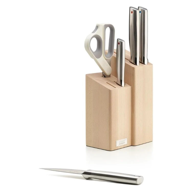 Joseph Joseph Elevate™ Fusion 5-piece Knife & Scissor Set with Beechwood Block