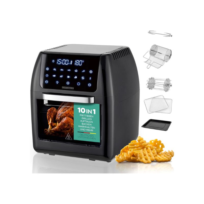 Heinrich’s 12 Liter Hot Air Fryer Stainless Steel with Digital LED Display LCD Touch Display