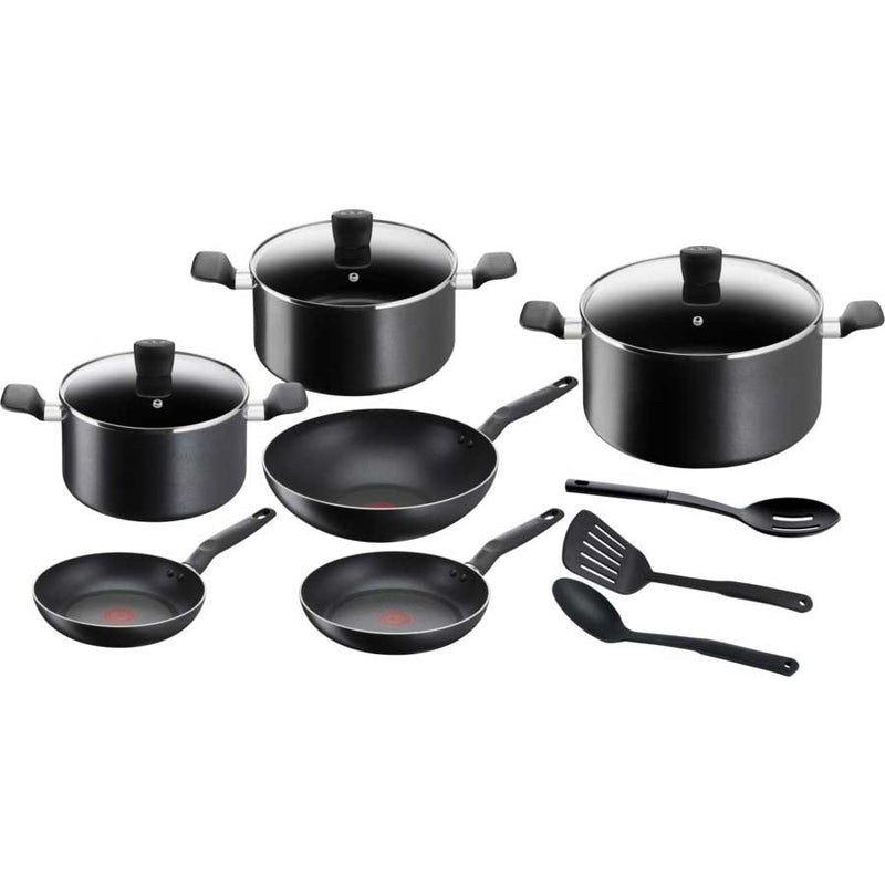 Tefal Super Cook 12 pc Cooking Set Black